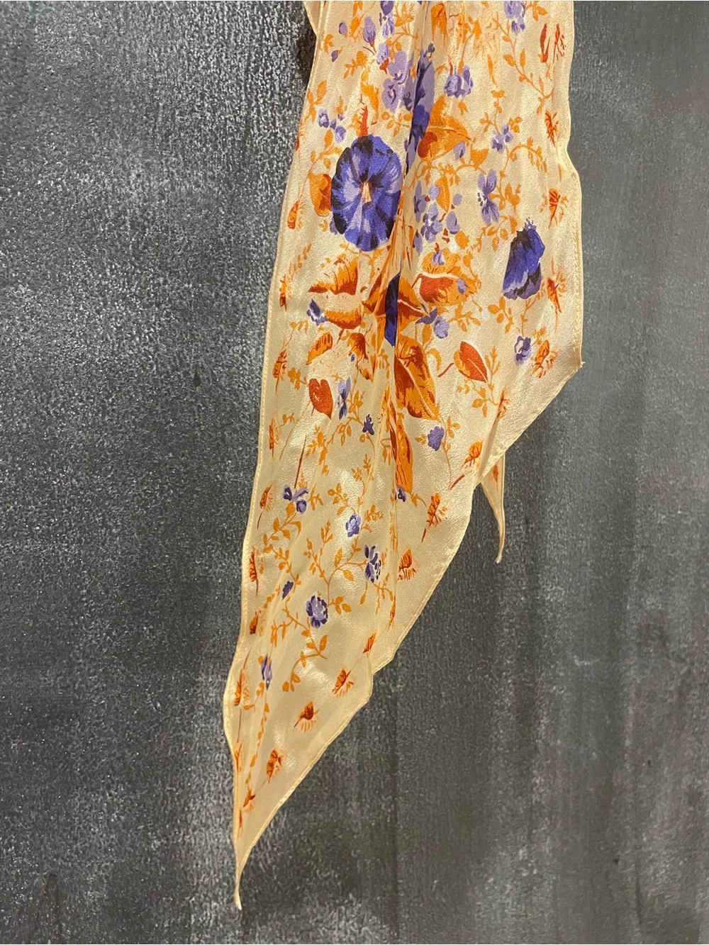 Vintage Oscar de la Renta 100% Silk Floral Scarf Japan Long Skinny Oblong